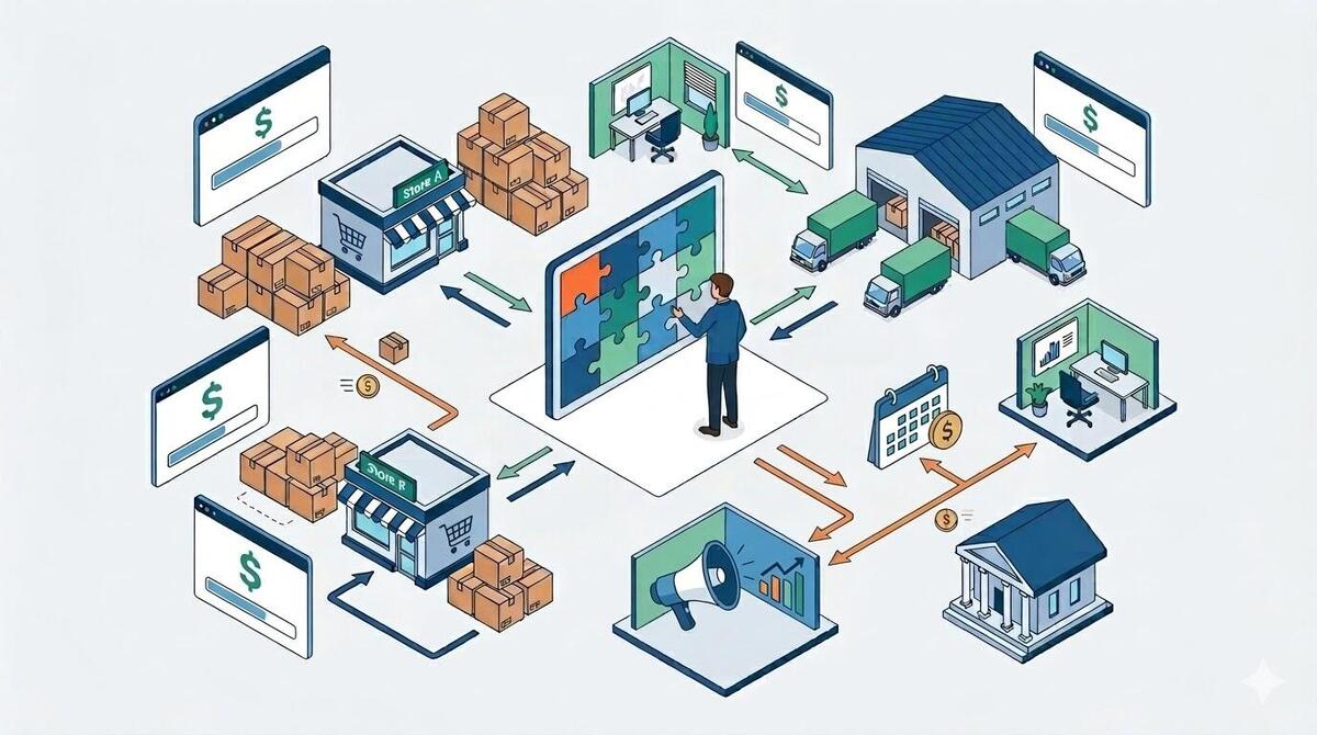 Conceptual diagram of cash flow in retail