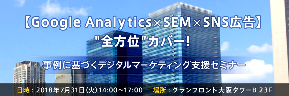 【Google Analytics×SEM×SNS広告】"全方位"カバー！事例に基づくデジタルマーケティング支援セミナー