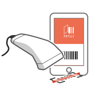payment that reads the electronic barcode displayed on the smartphone at the cash register